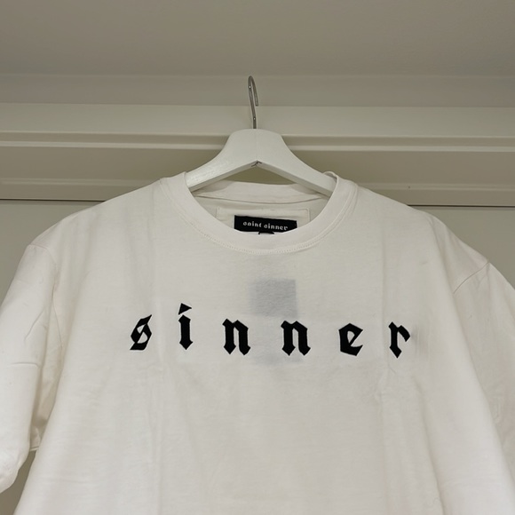 White embroidered SINNER T-shirt - Picture 3 of 7
